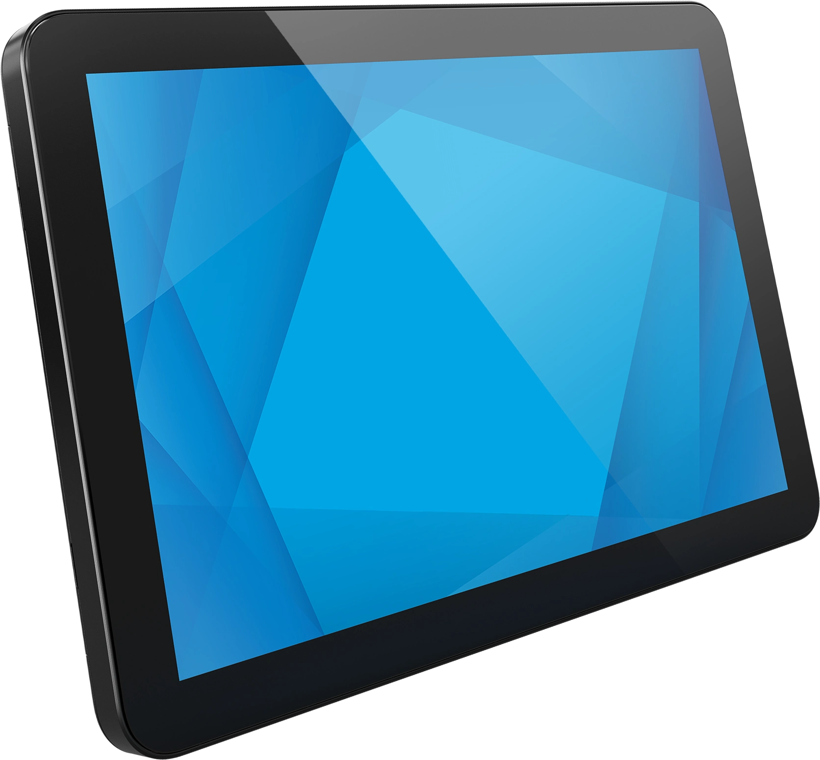 Image of 10-inch touchscreen monitor showing its anti-glare, flicker-free backlight design, and low blue light settings