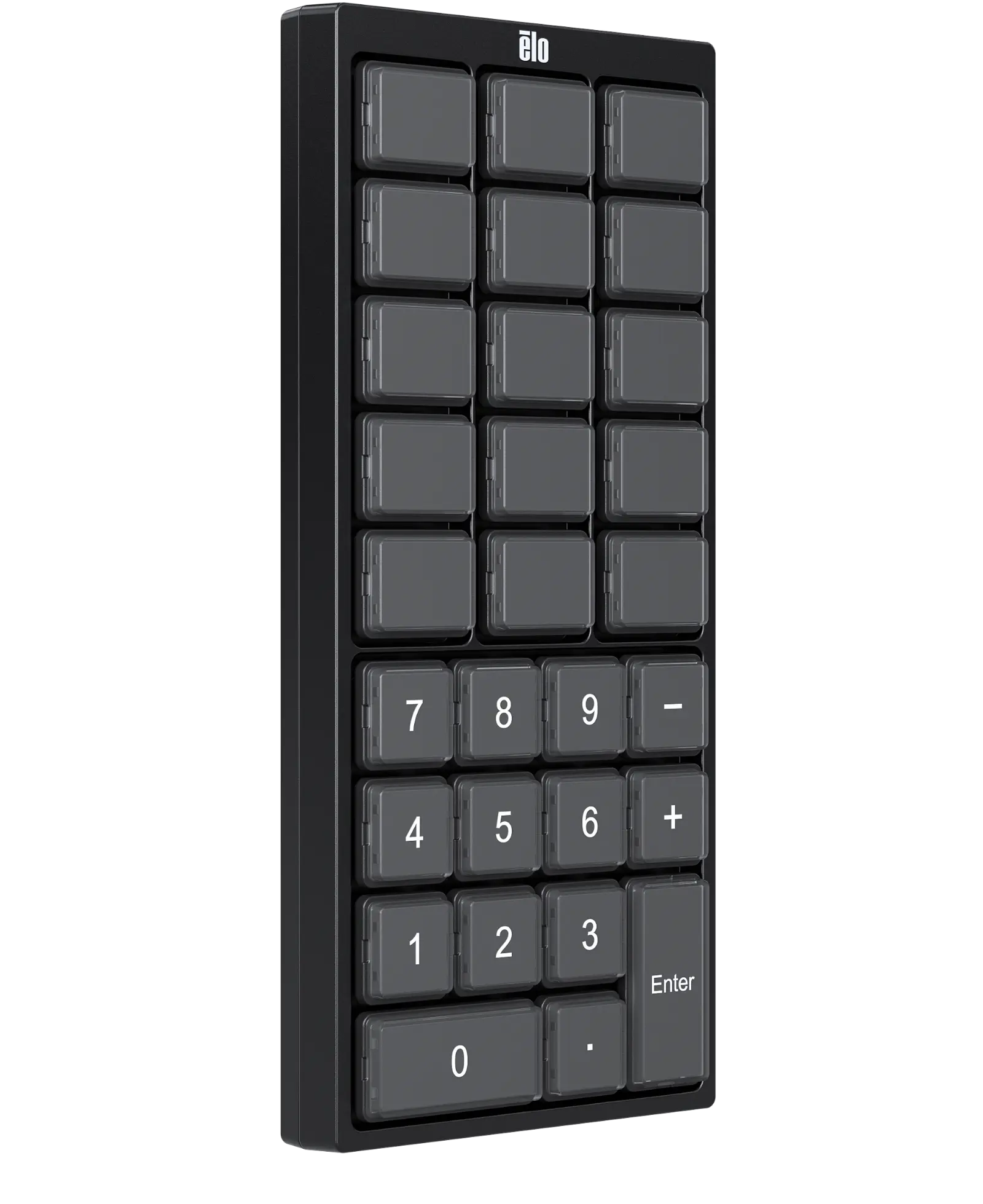 Close-up of the Elo Edge Connect 10-Key Keypad featuring 15 programmable buttons designed for custom workflows and secure access control.