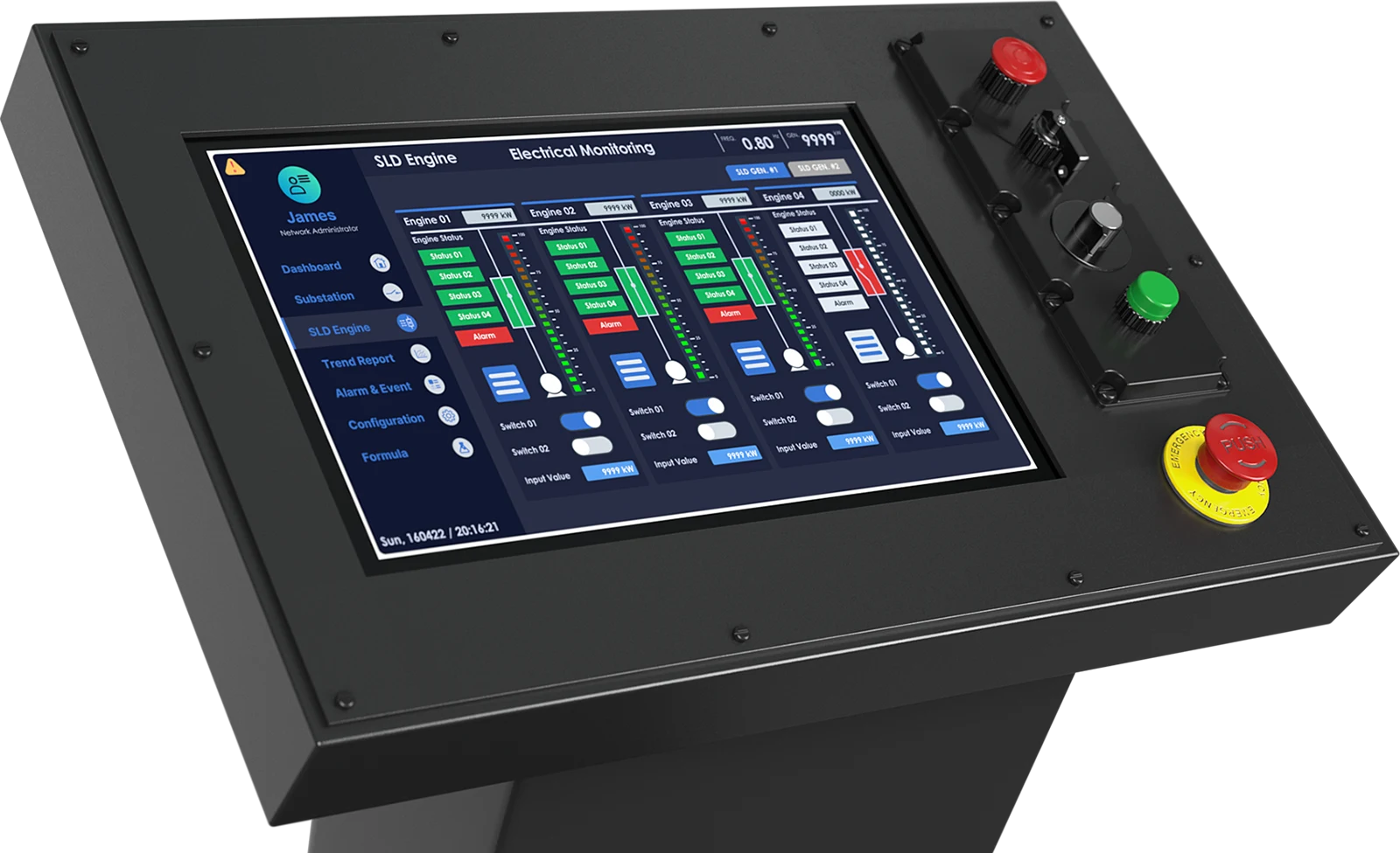 Image of touch monitor in an enclosure with glass over the monitor