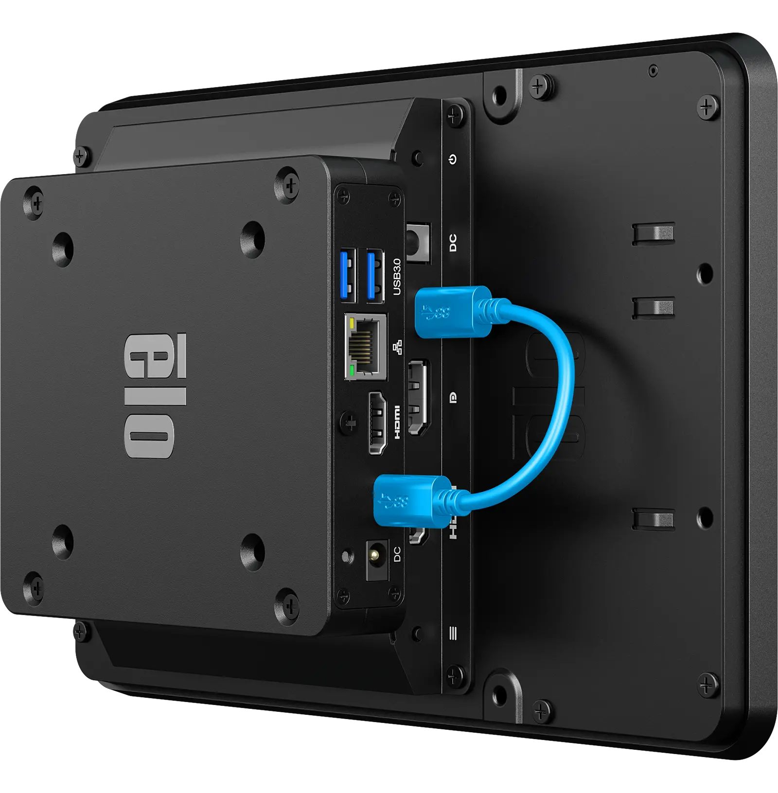 Image of single cable powering the compute module for the touch monitor