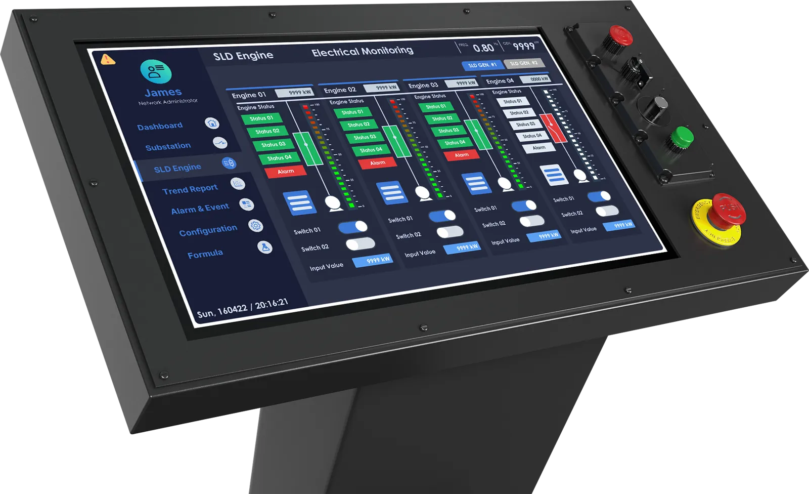 Image of touch monitor in an enclosure with glass over the monitor