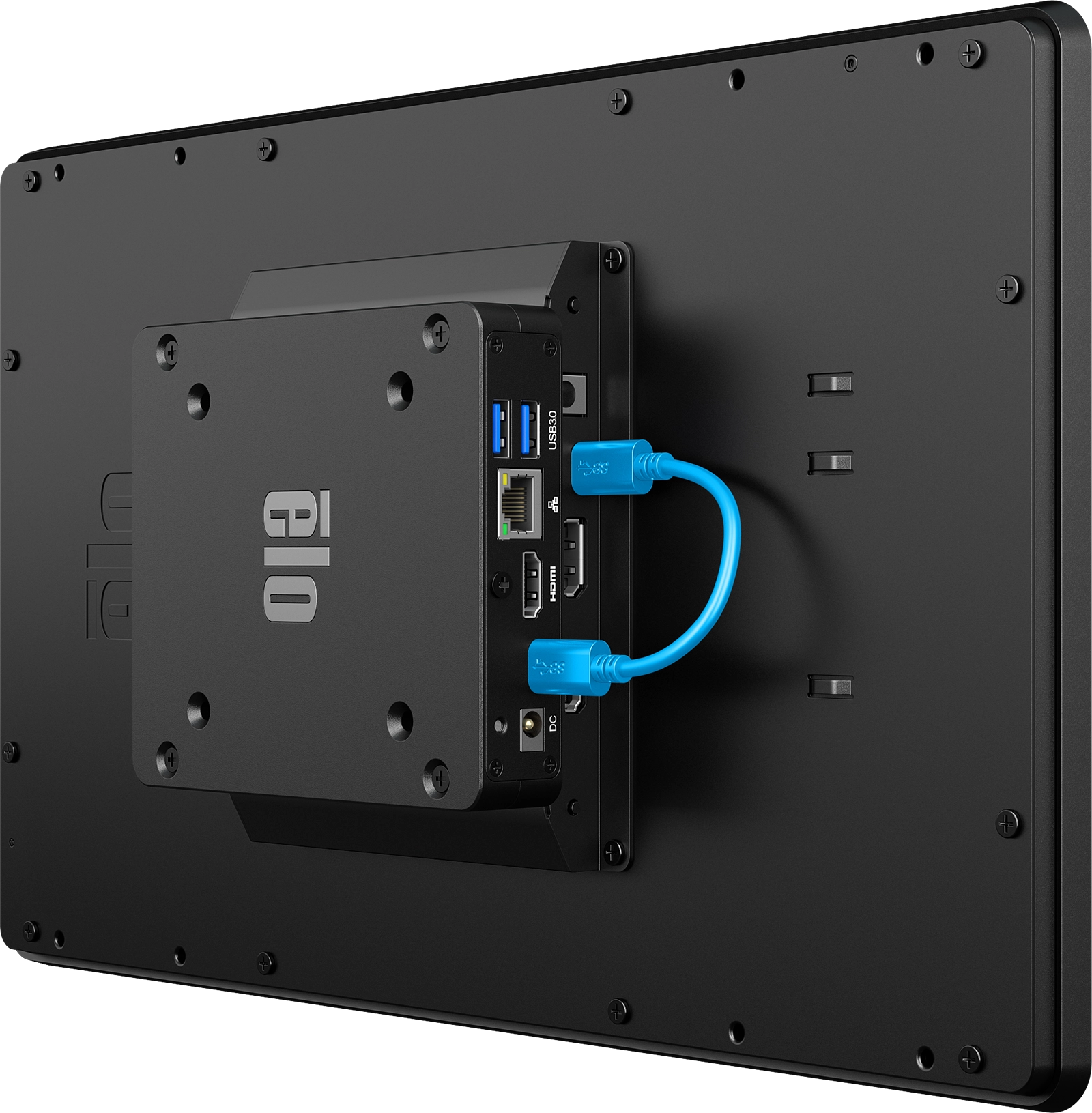 Image of single cable powering the compute module for the touch monitor