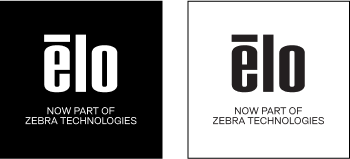 Black Elo logo on white background, and white Elo logo on black background
