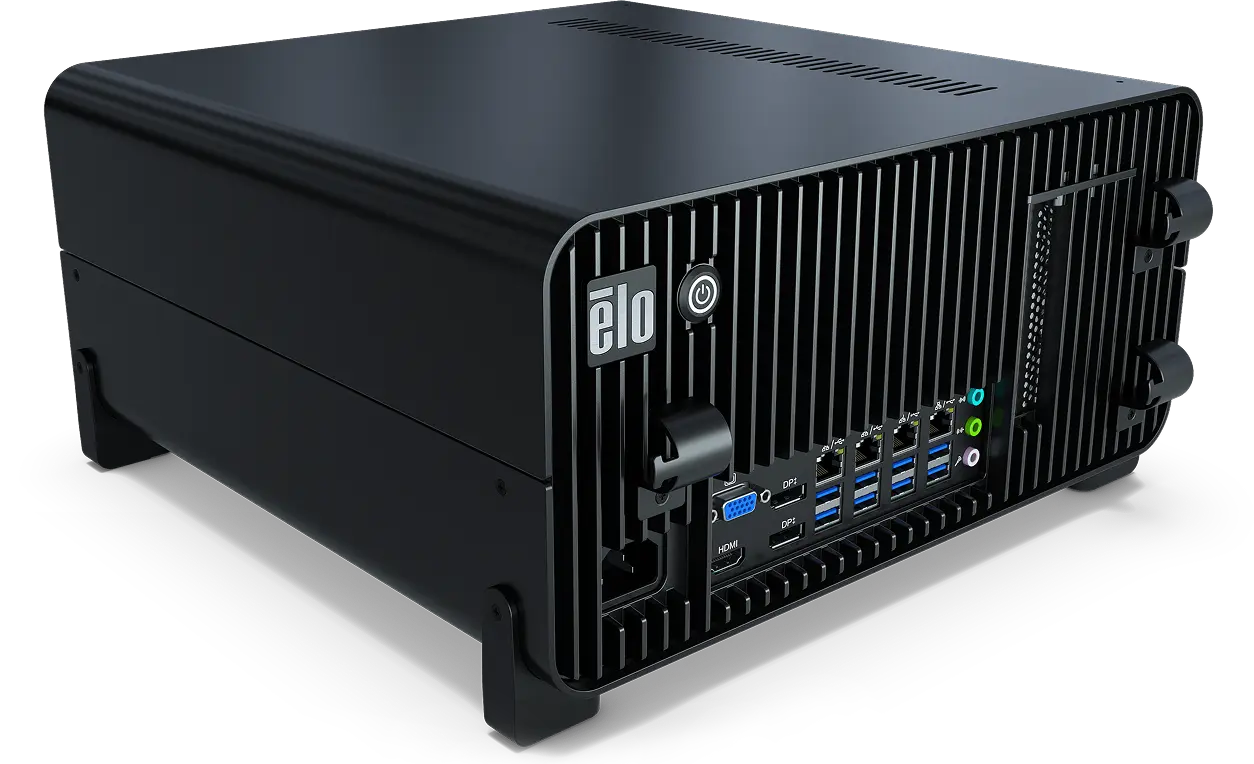 Elo AI Edge Pack shown in a compact form factor designed for ultra-low latency processing and real-time control workloads.