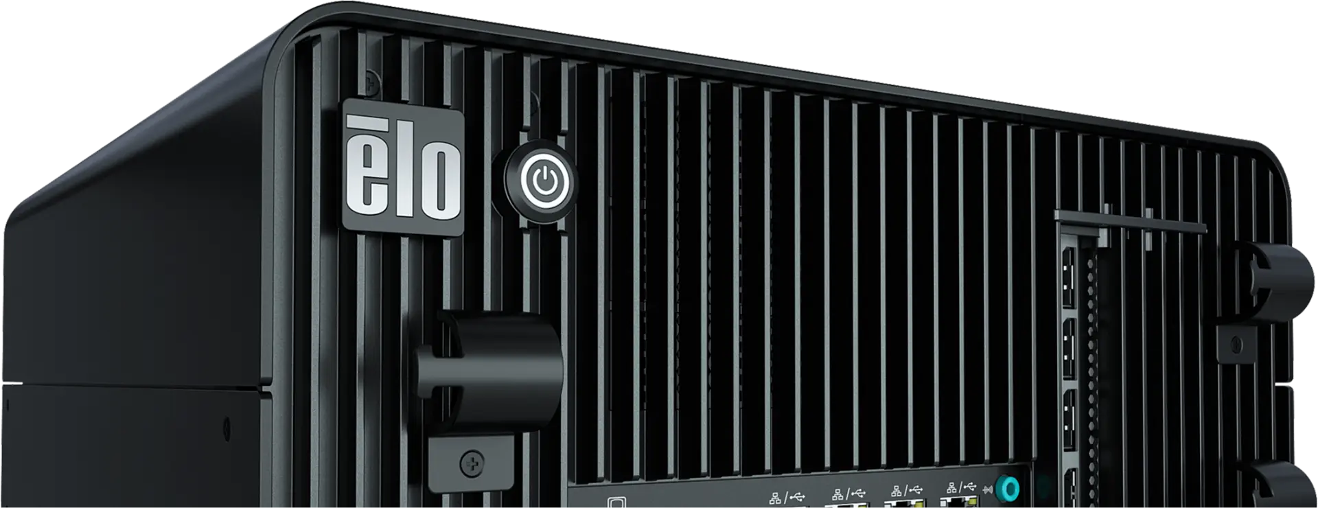 Close-up view of the Elo AI Edge Pack showing its high-performance design for edge computing applications.