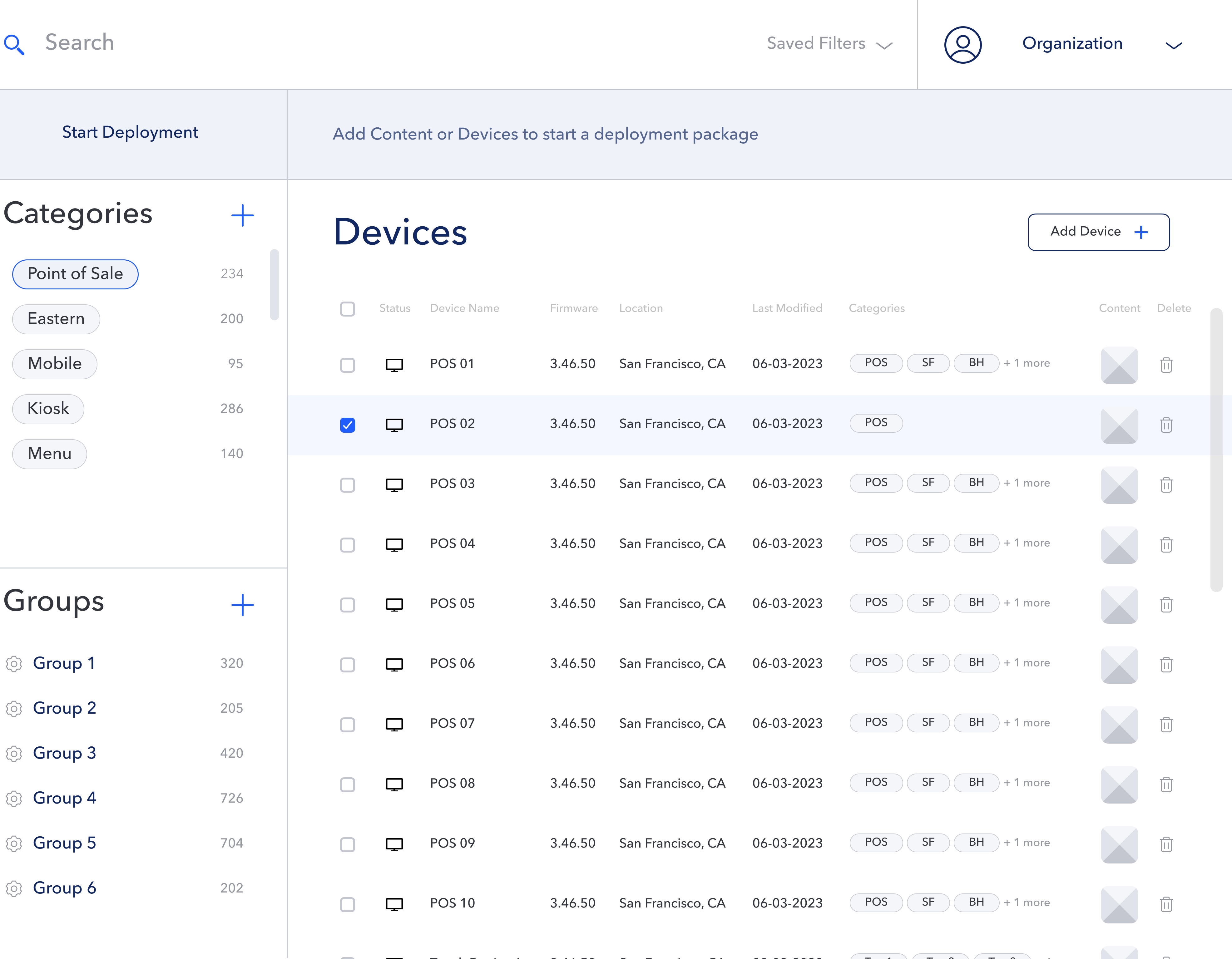 Device list inside Eloview