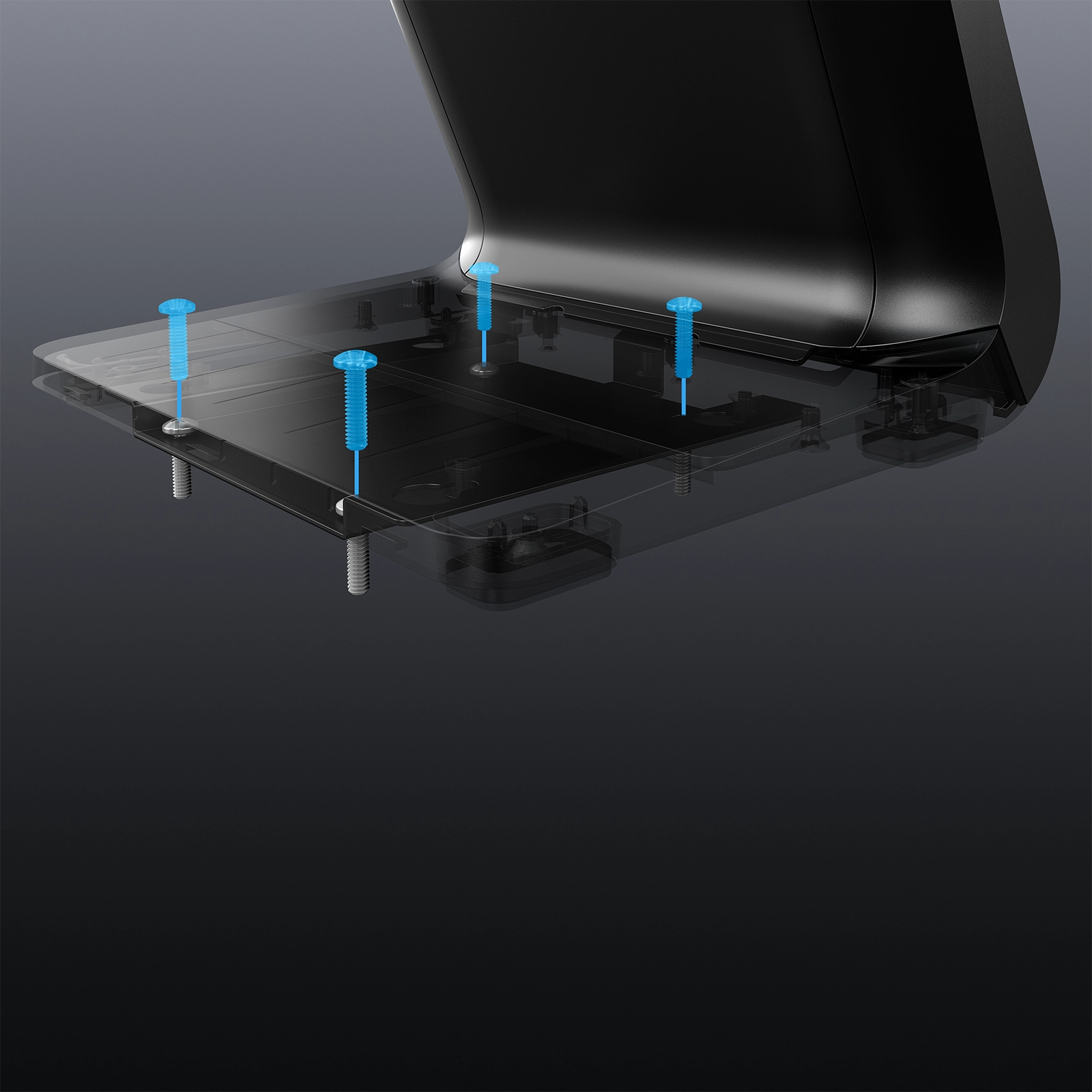 Image of EloPOS Z20 weighted plate showing four screw placements for mounting