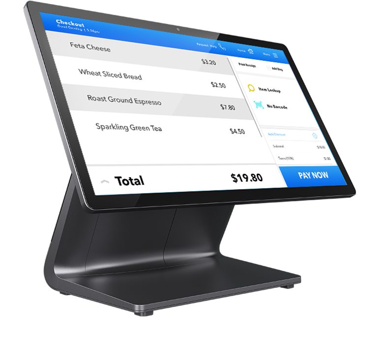 Image of a 15.6-inch EloPOS Z30 system showing the employee-facing display side