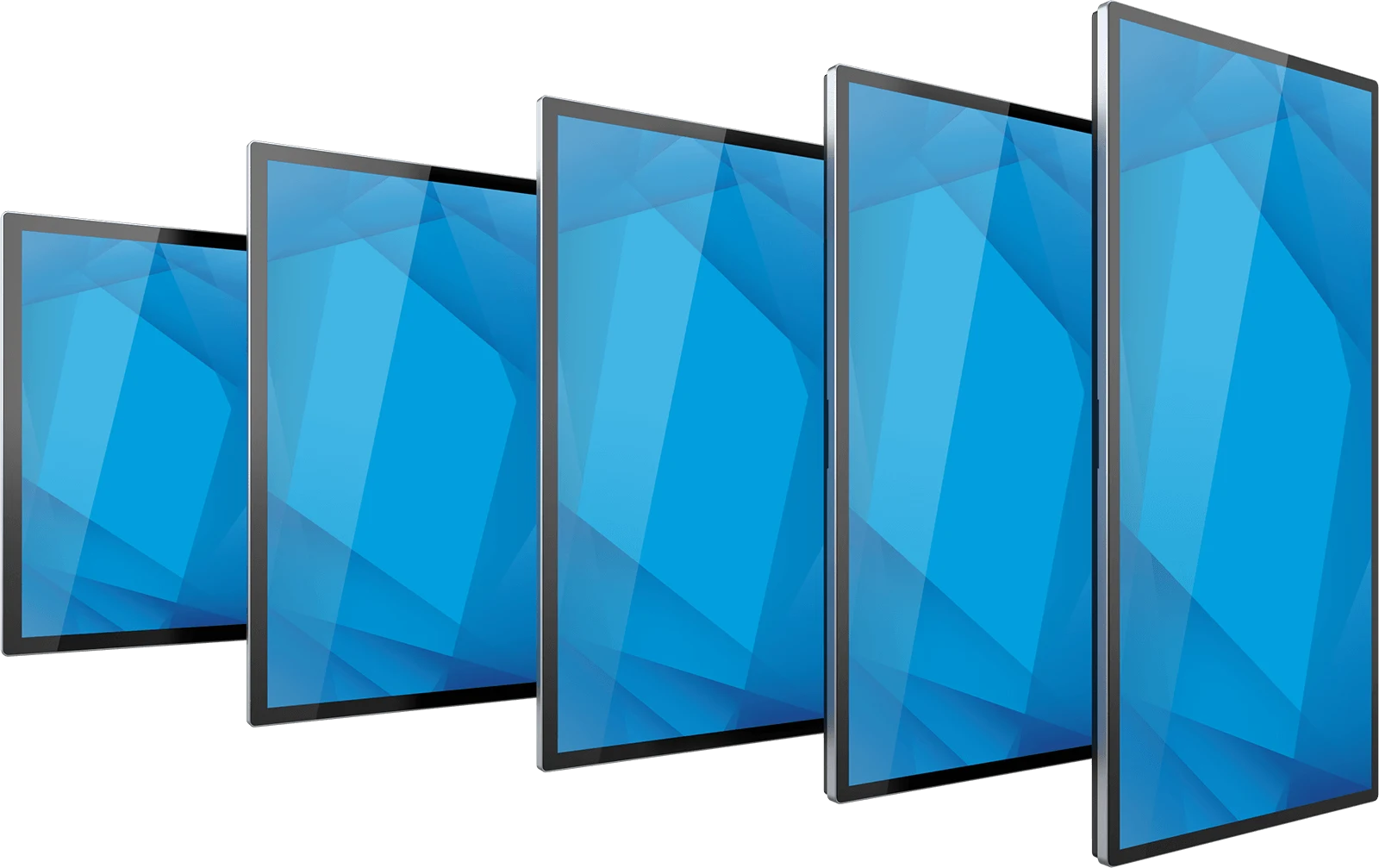 32 Inch to 65 Inch Interactive Displays for Any Office Space Stack of Elo interactive displays in various sizes from 32 to 65 inches